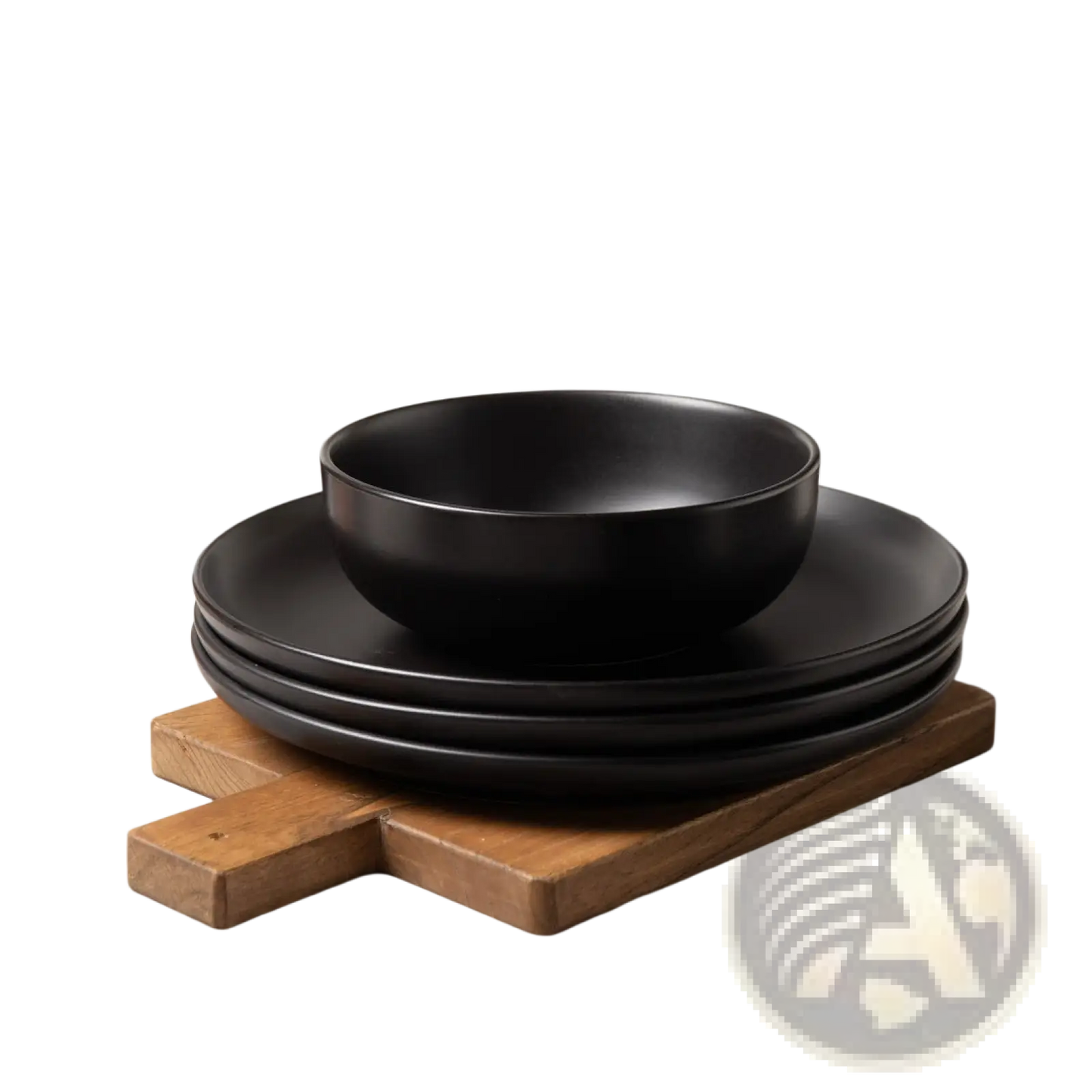 12-piece Matte Black Stoneware Dinnerware Set for 3