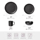 12-piece Matte Black Stoneware Dinnerware Set for 3