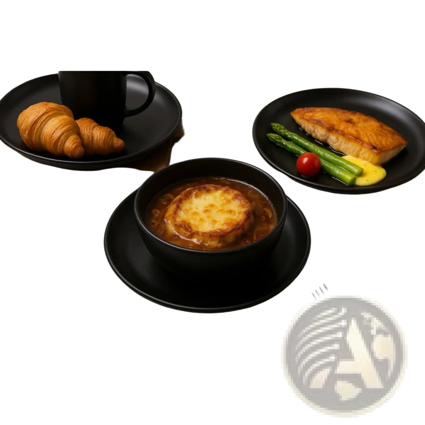 12-piece Matte Black Stoneware Dinnerware Set for 3