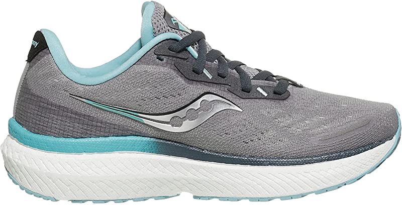 Tênis de corrida feminino Saucony Triumph 19, liga metálica/pó