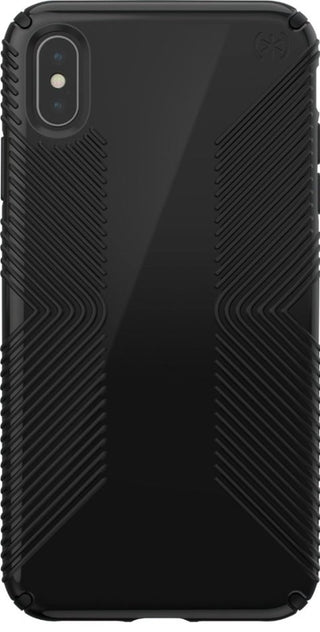 Capa Speck Presidio Glossy Grip projetada para impacto para iPhone Xs Max - Preto brilhante