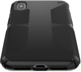 Capa Speck Presidio Glossy Grip projetada para impacto para iPhone Xs Max - Preto brilhante