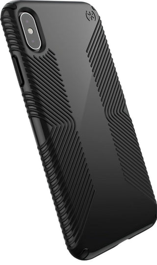 Capa Speck Presidio Glossy Grip projetada para impacto para iPhone Xs Max - Preto brilhante