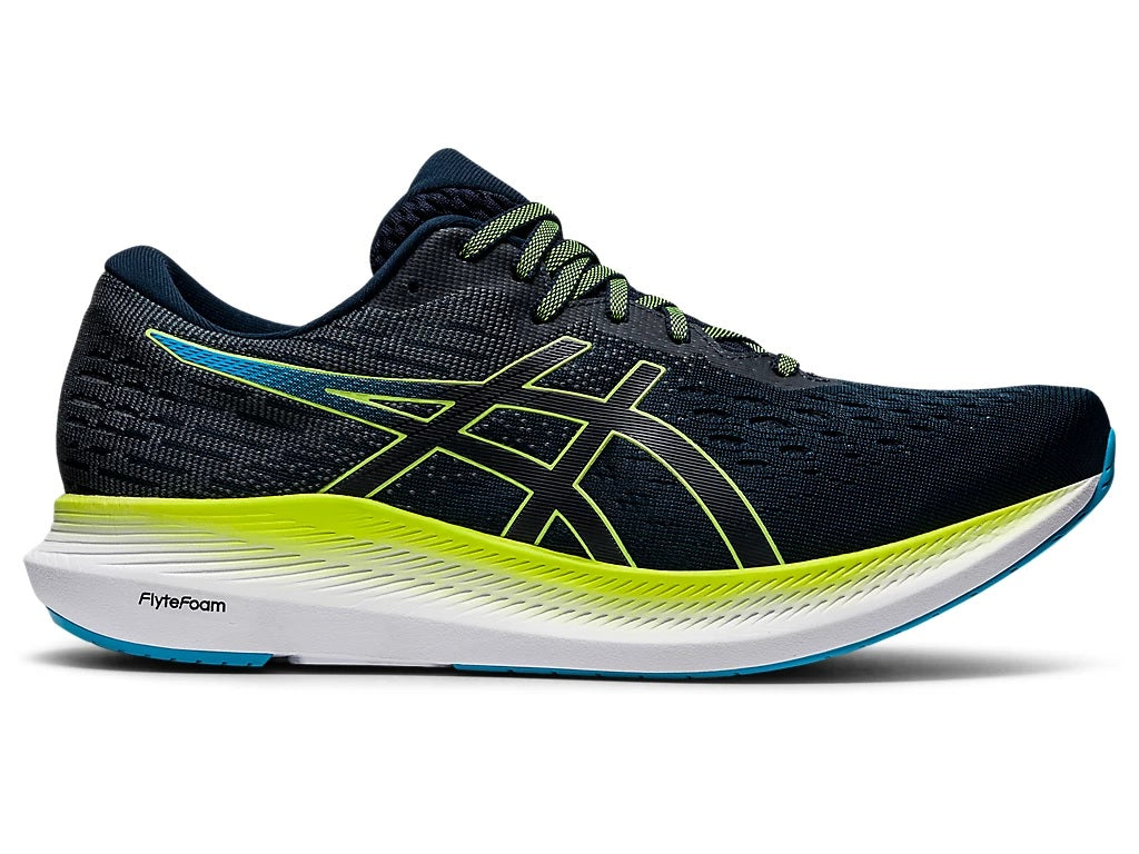 Tênis de corrida ASICS Evoride 2 masculino, azul francês/verde Hazard