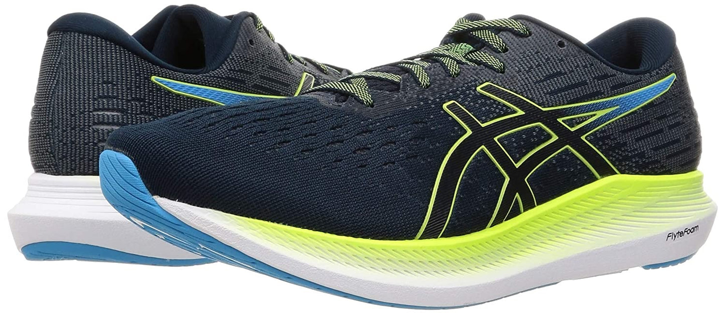 Tênis de corrida ASICS Evoride 2 masculino, azul francês/verde Hazard