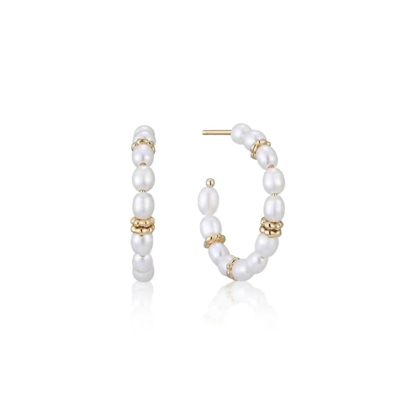 Eklexic - Women's Pearl Beaded Huggie Hoops