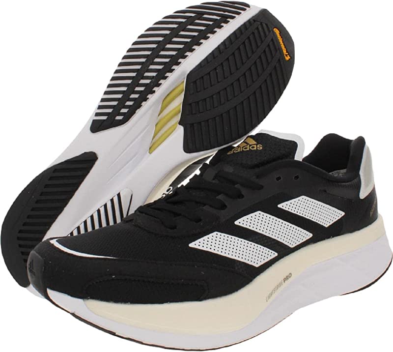 Tênis de corrida Adidas Adizero Boston 10 masculino preto/branco/dourado