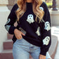 1 The Woman - Women's Glitter Ghost Pattern Sweatshirt