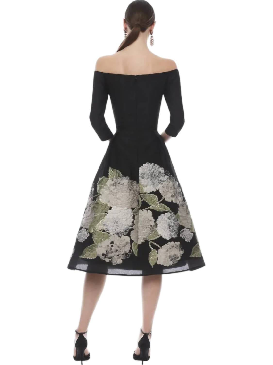 Frascara - Off Shoulder Jacquard Midi Dress