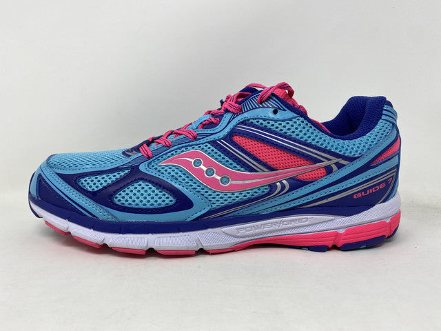 Tênis de corrida Saucony Girl'S Guide 7 azul tamanho 7 para crianças grandes EUA