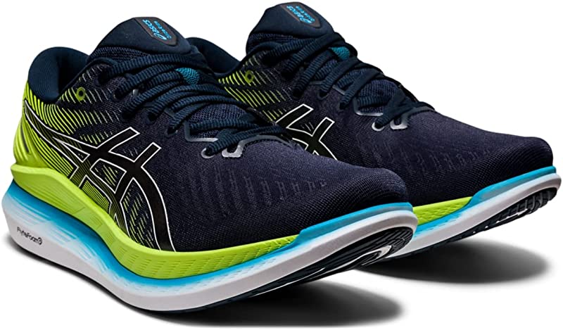 Tênis de corrida ASICS Glideride 2 masculino, azul francês/verde perigoso