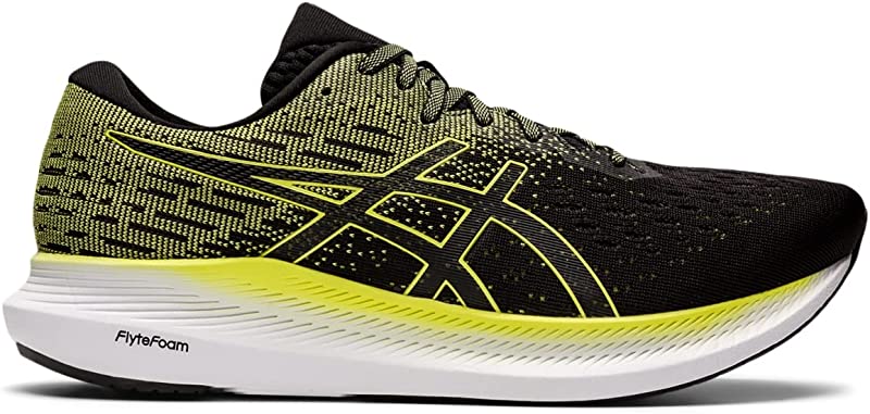 Tênis de corrida ASICS Evoride 2 masculino, preto/amarelo brilhante, tamanho 11, médio, EUA