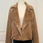 Active Basic - Women's Lapel Collar Fur Detail Faux Suede Biker Jacket