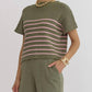 Entro - Mock Neck Striped Top