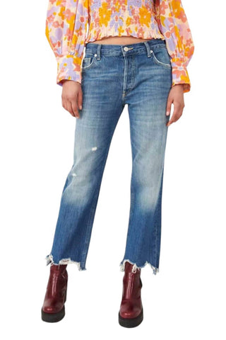 Free People - Calça Jeans Maggie de Cintura Média e Perna Reta