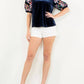 Thml - Embroidered Velvet Puff Sleeve Top