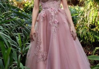 Vestido de chá feminino Andrea &amp; Leo Butterfly Garden, cor blush, tamanho 2