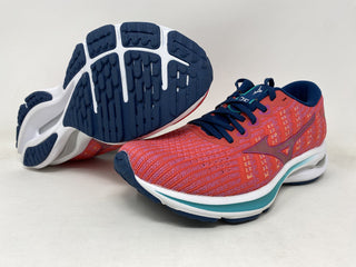 Tênis de corrida Mizuno Wave Rider 25 feminino Cayenne/Phlox tamanho 7 B médio EUA