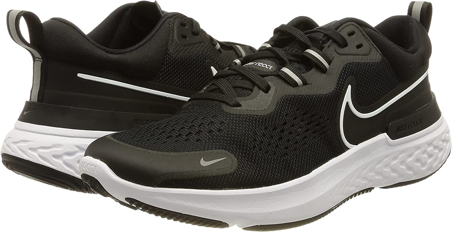 Tênis de corrida Nike React Miler 2 feminino, preto/branco/cinza, tamanho 11 B, médio, EUA