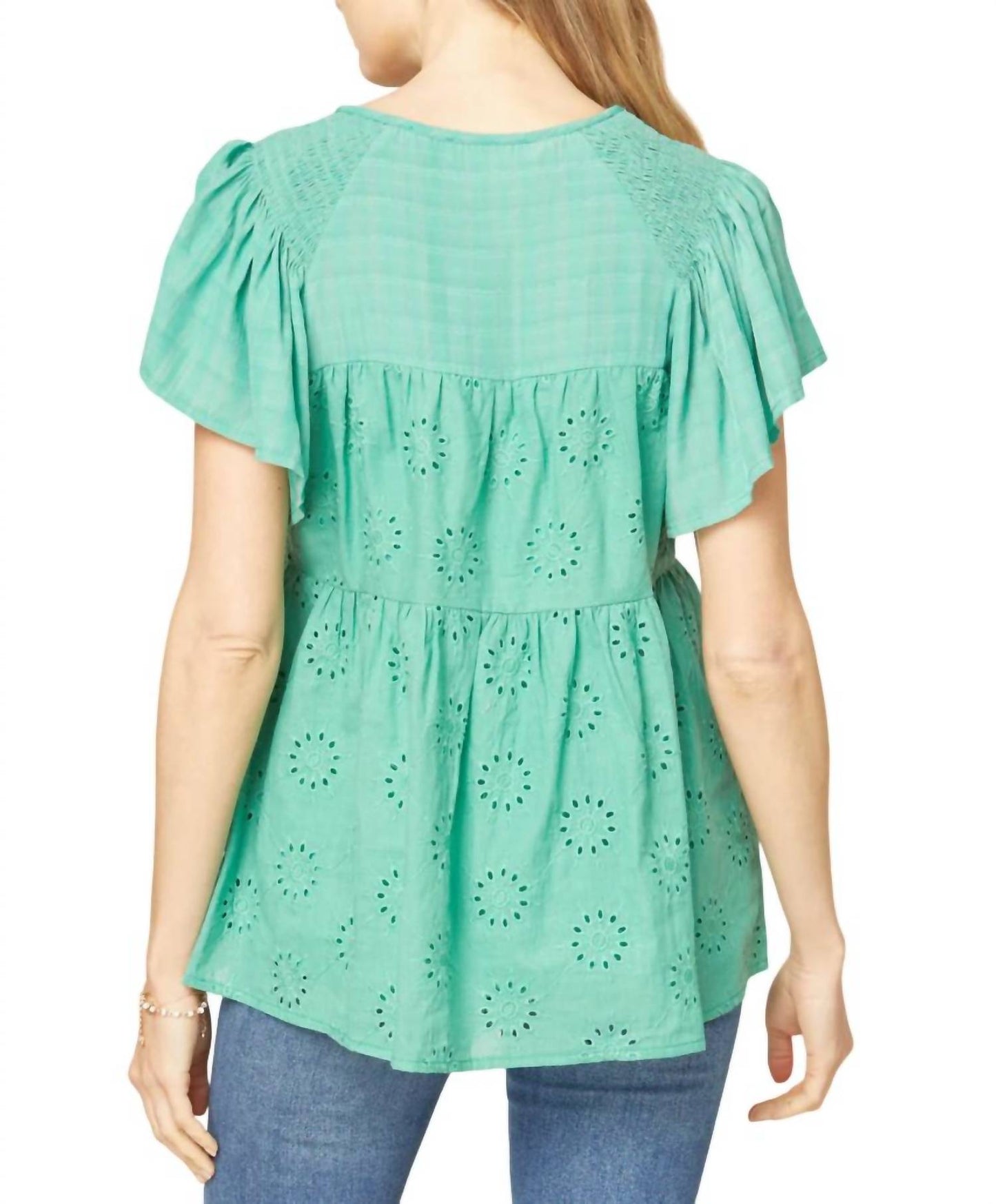 Entro - Flutter Sleeve Eyelet Top