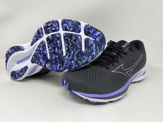 Tênis de corrida Mizuno Wave Rider 25 feminino, preto, tamanho 8 D, largo, EUA