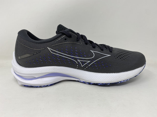 Tênis de corrida Mizuno Wave Rider 25 feminino, preto, tamanho 8 D, largo, EUA