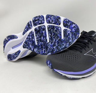 Tênis de corrida Mizuno Wave Rider 25 feminino, preto, tamanho 8 D, largo, EUA