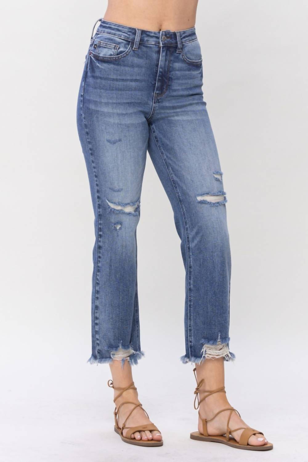 Judy Blue - High Waist Destroyed Straight Cropped Jean