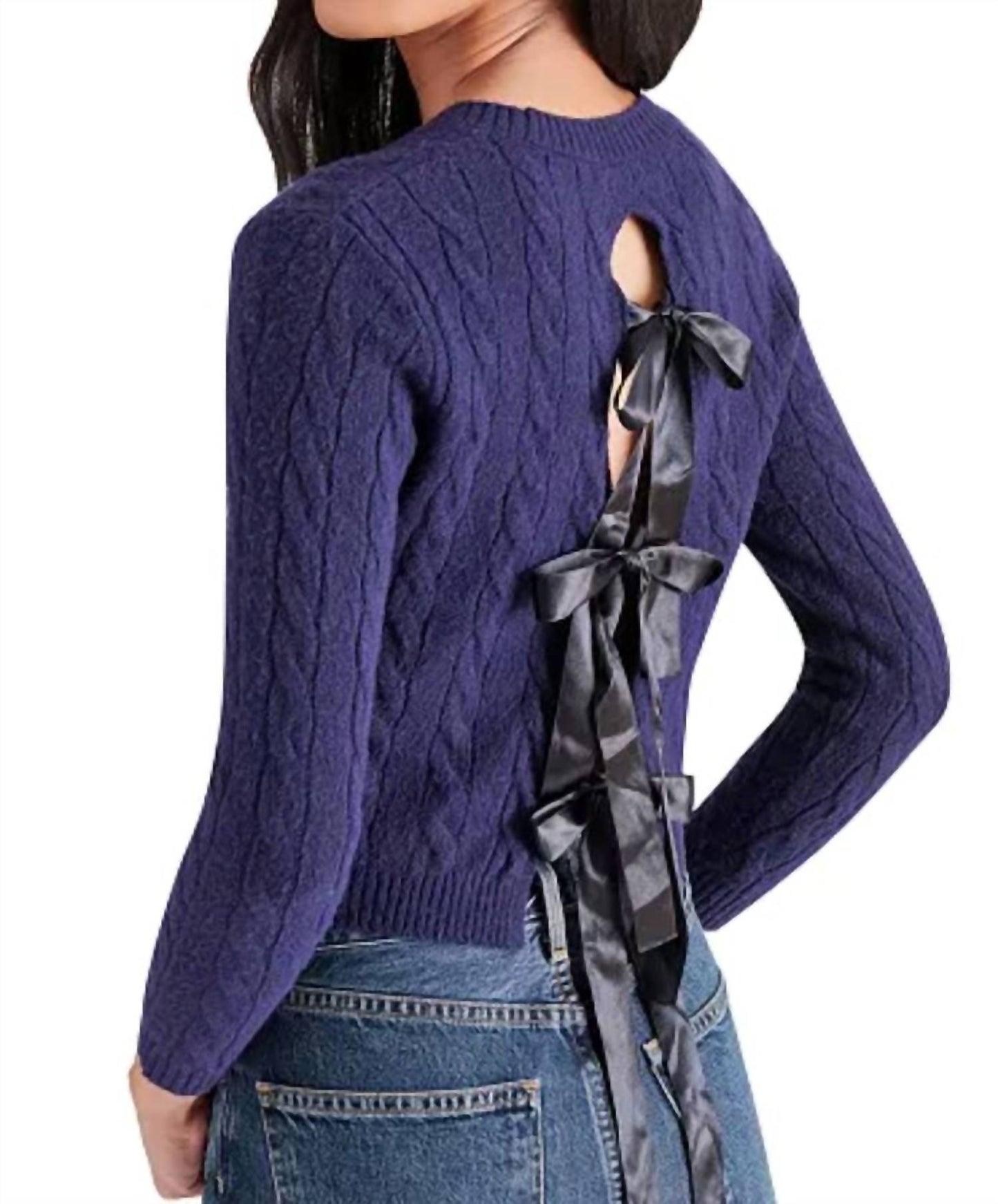 Steve Madden - Jeany Bow Back Cable Knit Sweater