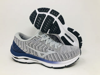 Tênis de corrida Mizuno Wave Rider 24 Knit feminino, branco, tamanho 6 B (M) EUA