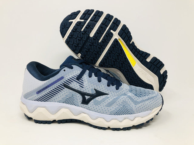 Tênis de corrida Mizuno Horizon 4 feminino Arctic Ice/Mood Indigo tamanho 6 B (M) EUA
