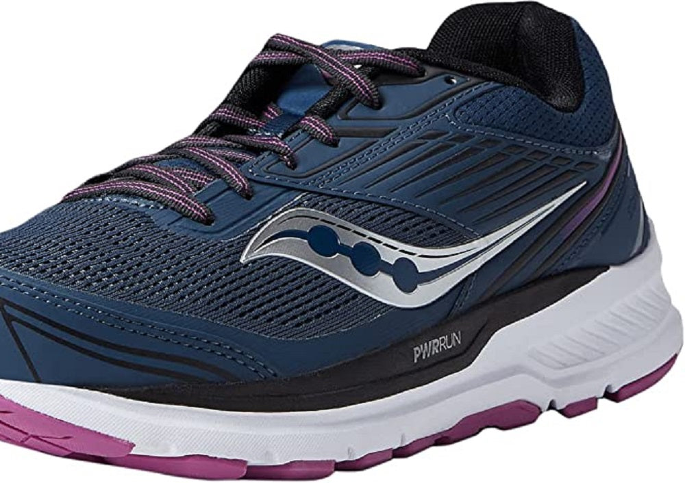 Tênis de corrida Saucony Echelon 8 feminino, azul espacial/razzle