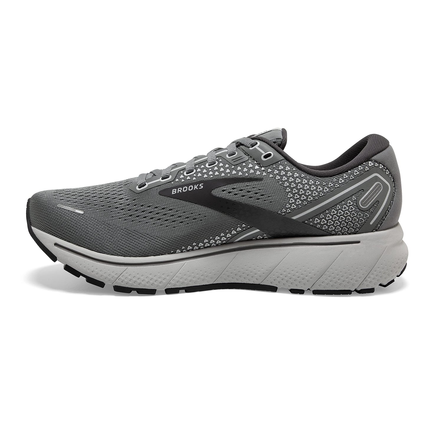 Tênis de corrida Brooks Ghost 14 masculino, cinza/liga/ostra, tamanho 8 D, médio, EUA