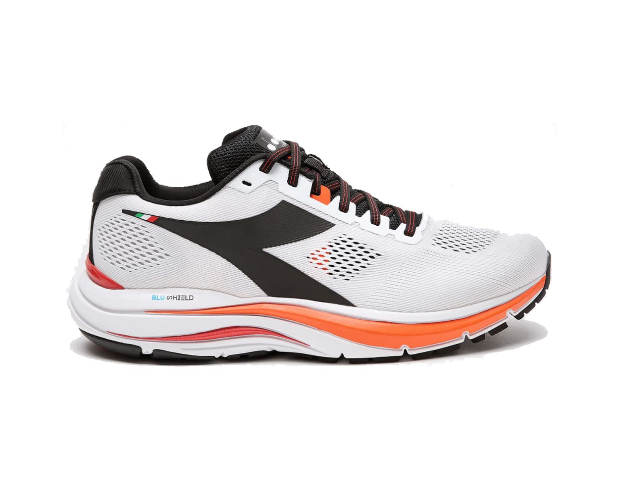 Tênis de corrida Diadora Mythos Blushield 7 Vortice masculino, branco, tamanho 11,5 D, médio, EUA