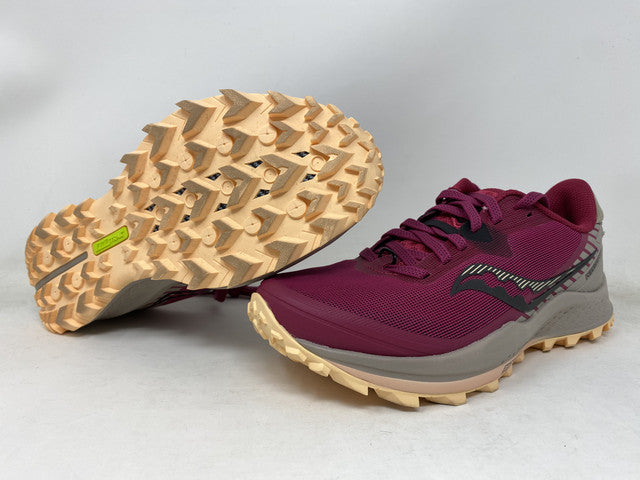 Tênis de trilha Saucony Peregrine 11 feminino, cereja/cascalho, tamanho 6,5 B, médio, EUA