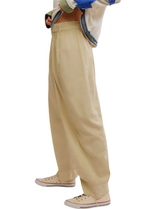 Free People - Calças de popeline preppy pull-on