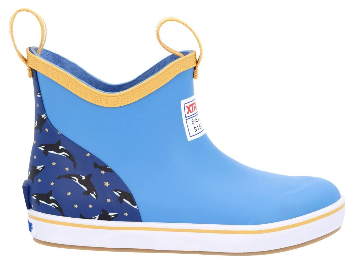 Bota infantil Xtratuf Salmon Sisters, azul, tamanho 4, infantil grande, EUA