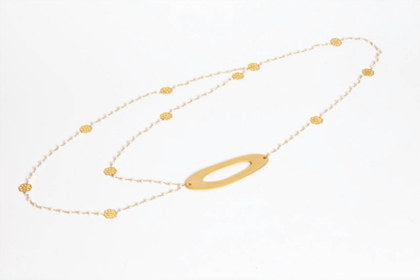 Avenue Chic - Women's Pearl Flower Beaded Necklace