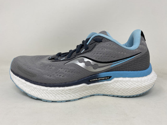 Tênis de corrida feminino Saucony Triumph 19, liga metálica/pó