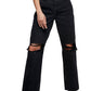 Topshop Double Ripped Knee Dad Jeans in Washed Black , Size 30