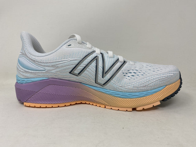 Tênis de corrida New Balance 860 V12 feminino, branco/azul, tamanho 6,5, 2A, estreito, EUA