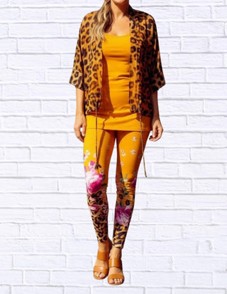Calypso - Daniela Sienna Print Stretch Knit Leggings