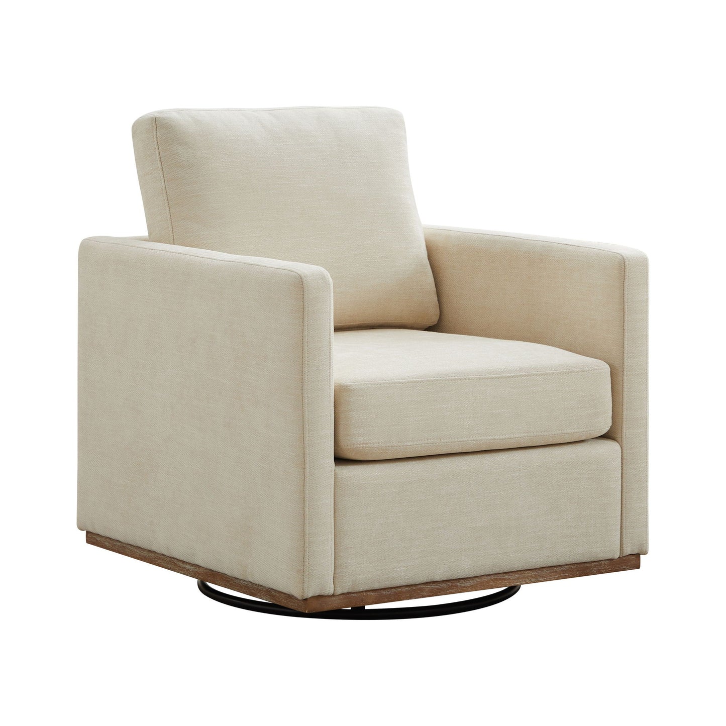 Modern Square Upholstered Swivel Accent Chair with Metal Base