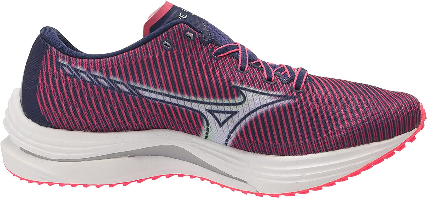 Tênis de corrida Mizuno Wave Rebellion feminino, rosa diva/índigo, tamanho 7,5 B, médio, EUA