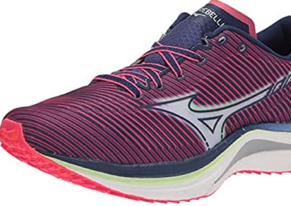 Tênis de corrida Mizuno Wave Rebellion feminino, rosa diva/índigo, tamanho 7,5 B, médio, EUA