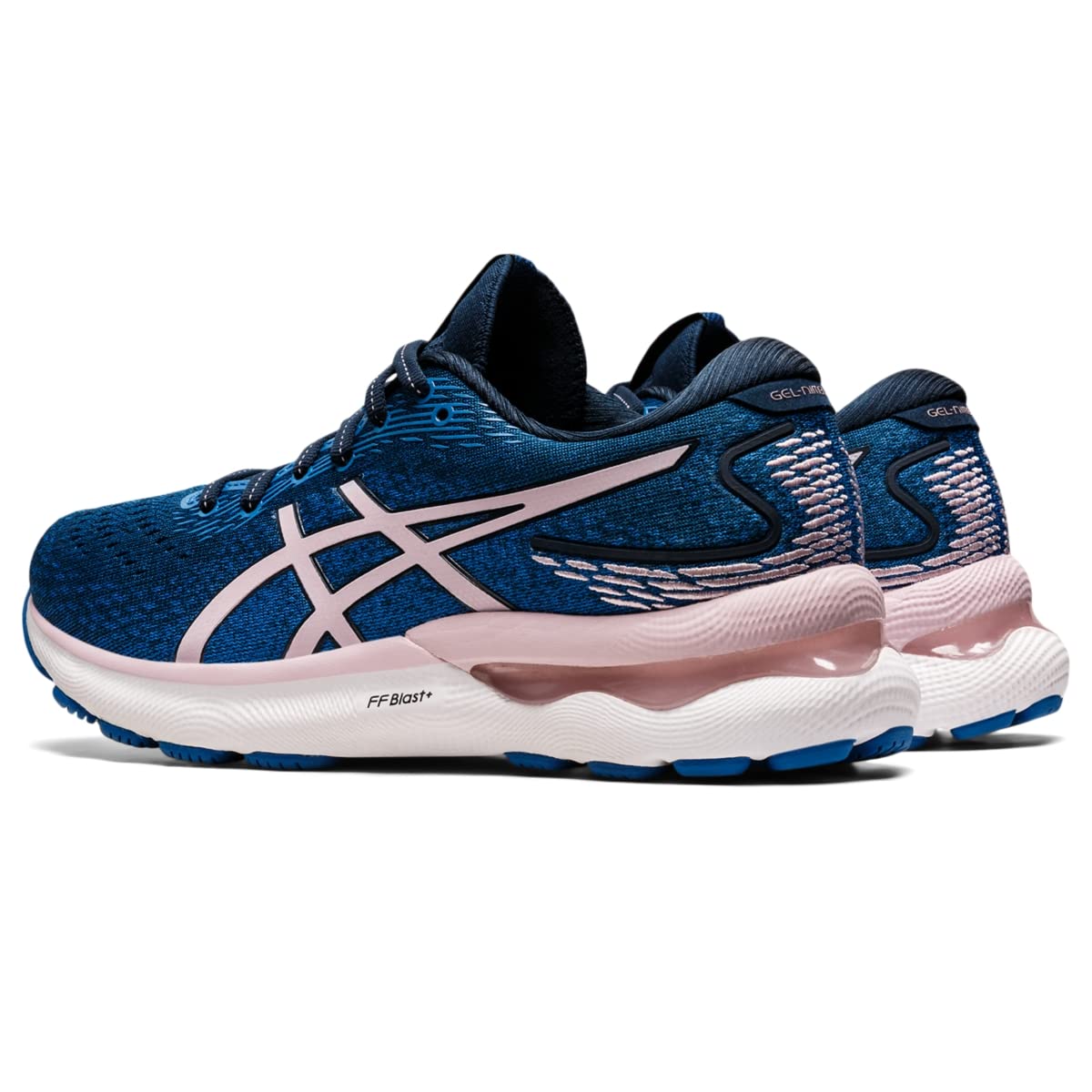 Tênis de corrida feminino ASICS Gel Nimbus 24, azul francês/rosa, tamanho 12 B, médio, EUA