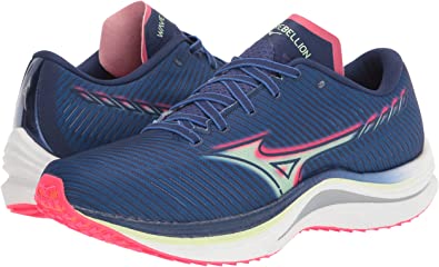 Tênis de corrida Mizuno Wave Rebellion masculino, azul/rosa paraíso, tamanho 10 D, médio, EUA