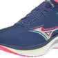 Tênis de corrida Mizuno Wave Rebellion masculino, azul/rosa paraíso, tamanho 12 D, médio, EUA
