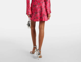 Ganni - Printed Satin Mini Dress