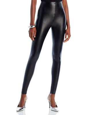 Women's High Waist Faux Leather Leggings - Medium